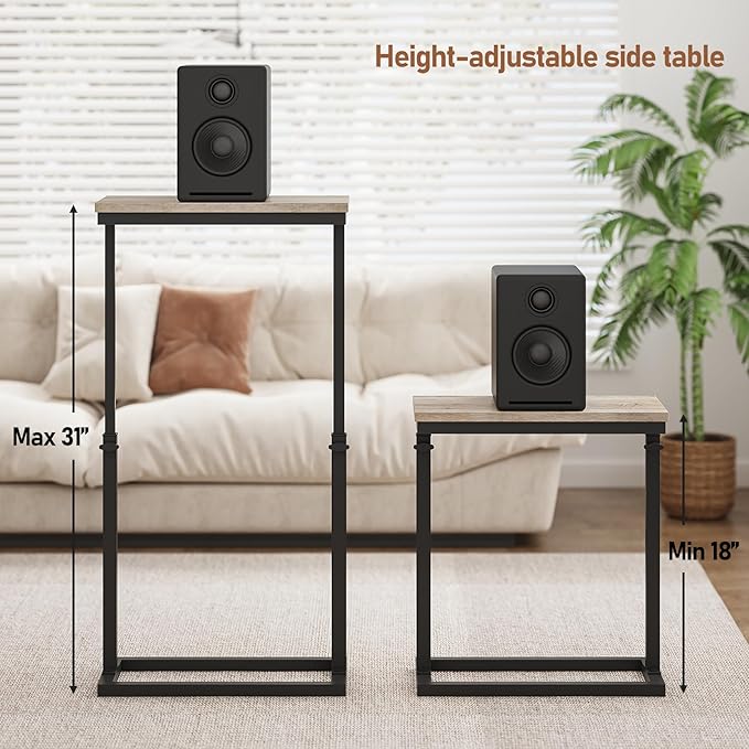 TUTOTAK End Table, Side Table, Tall Couch Table, Sofa Table, Living Room, Bedroom, Greige TB01BG083-Ruum Studio Home