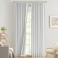 Vision Home White Pinch Pleated Full Blackout Curtains Thermal Insulated Window Curtains 120 inch for Living Room Bedroom Room Darkening Pinch Pleat Drapes with Hooks Back Tab 2 Panel 40" Wx120 L-Ruum Studio Home