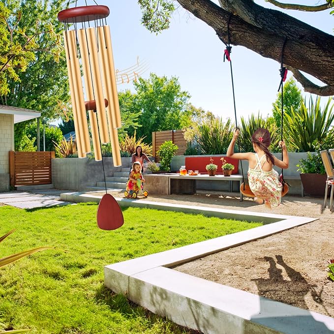 Large Aluminium Wind Chimes Outside, Soothing Melodic Memorial Sympathy Wind Chime, Suitable Outdoor Garden Decor, Gift for Mom Women Neighbors (Gold Wind Chimes-36)-Ruum Studio Home