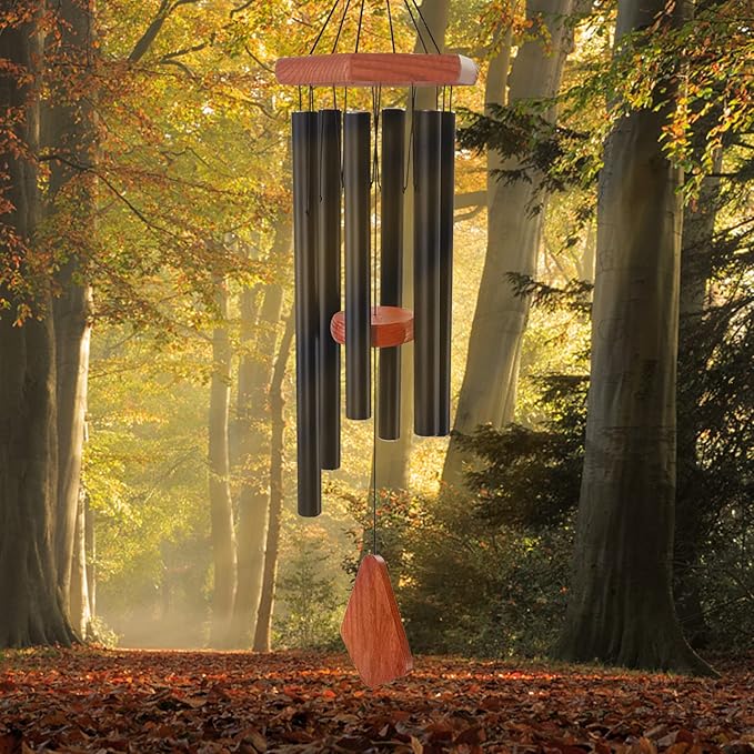 Wind Chimes for Outside, 30" Black Aluminium Wind Chime with Wind Catcher, Outdoor Garden Patio Decoration Windchimes, Classic Zen Gift for Men and Women-Ruum Studio Home