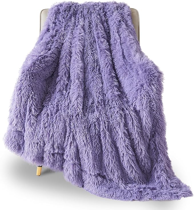GONAAP Fuzzy Faux Fur Throw Blanket Lavender Super Soft Cozy Plush Fuzzy Shaggy Blanket for Couch Sofa Bed (Lavender, Throw(50"x60"))-Ruum Studio Home