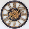 The Gears Clock 36'' Inch Real Moving Gear Wall Clock Vintage Industrial Oversized Rustic Farmhouse (Vintage Black Wood and Bronze)-Ruum Studio Home