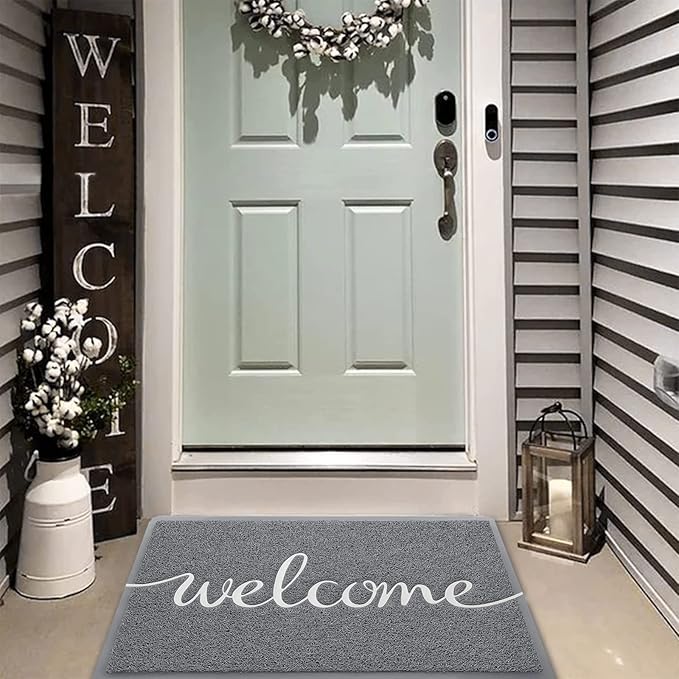 Durable Low Profile Floor Mat, Indoor and Outdoor, Non Slip Rug, Easy to Clean Welcome Mat, for High Traffic Areas, Entryway, Patio (36x24", Grey)-Ruum Studio Home