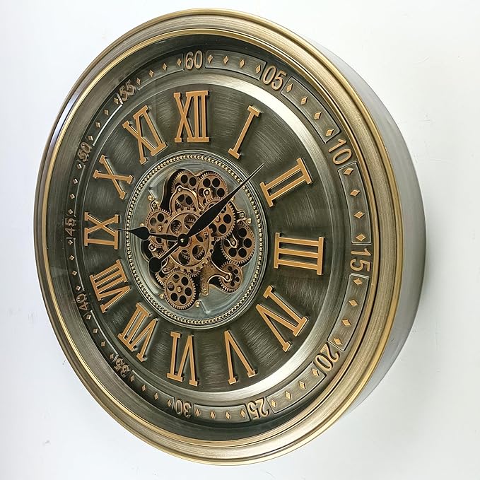 32'' Inch Real Moving Gear Wall Clock Ireland Line (Brass Antique, 32 inches (80 cm))-Ruum Studio Home