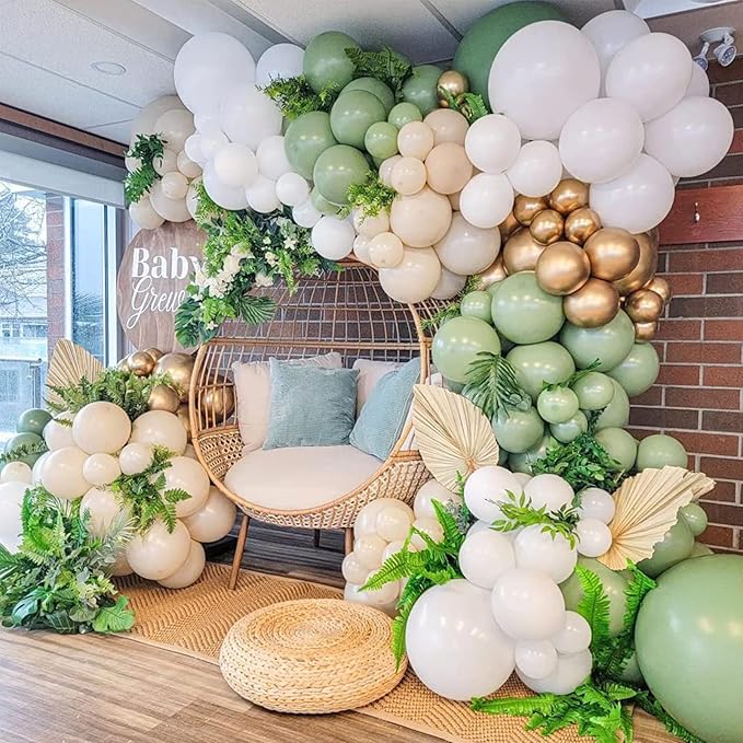130pcs Sage Green Balloons Different Sizes 18" 12" 10" 5" Olive Green Balloons for Birthday Graduation Baby Shower Wedding Anniversary New Year Party Decorations-Ruum Studio Home