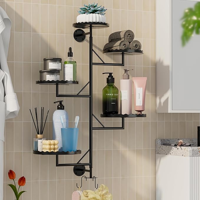 Rotating Wall Plant Shelves Versatile Window Plant Shelf for Indoor Plants Bathroom Living Room Use Wall Planter with Durable Metal Material 5 Pots-Ruum Studio Home