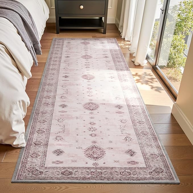 AMOAMI Vintage 2X10 Runner Rug Non Slip Soft Runners for Hallways Washable Hallway Runner Rug Bedside Rugs for Bedroom Long for Hallways Entryway Laundry Room Stair Kitchen Bathroom-Ruum Studio Home