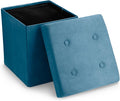 Sorbus Folding Ottoman - Foot Rest Cube, Bedroom Bench, Coffee Table, Shoe Storage, Foot Stool, Pouf - Teal Blue Suede Velvet-Ruum Studio Home