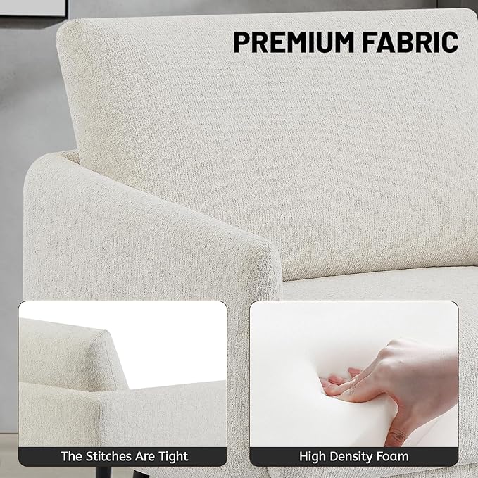 Oversized Accent Chair for Living Room Chairs Reading Arm Chair Comfy Modern Single Sofa Side Chairs with Metal Legs & Soft Cushion for Bedroom, Balcony,Waiting Room (Chenille, Oatmeal)-Ruum Studio Home