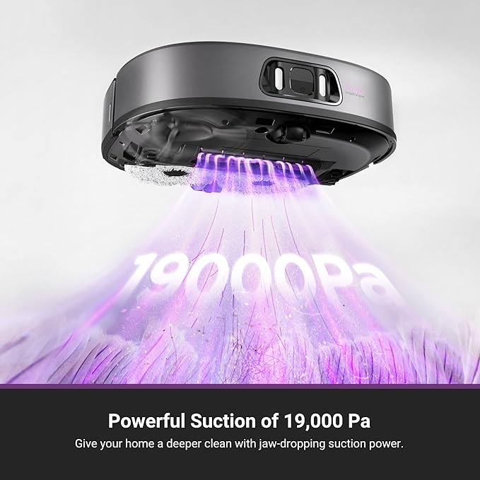Eureka J15 Ultra Self Emptying Robot Vacuum, 19,000 Pa Suction, Flex-Arm Mop Design, 167℉Hot Water Mop Washing & 131°F Hot Air Drying, AI Obstacle Avoidance, Black-Ruum Studio Home