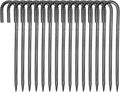 VEVOR Rebar Stakes, 16-Inch, Heavy-Duty 0.4 in Diameter J Hook, Galvanized Steel Ground Anchors with Chisel Point End & Rust-Resistant Coating, for Gardening Support, Fence, Camping Tents (16-Pack)-Ruum Studio Home