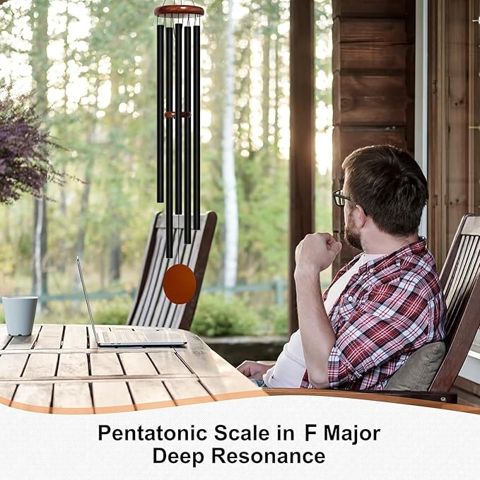 Wind Chimes for Outside Deep Tone, 60 inch 5 Heavy Duty Tubes Aluminium Metal Extra Large Wind Chimes Outdoor, Decoration for Garden, Patio, Yard, Gift for Mother's Day, Birthday-Ruum Studio Home