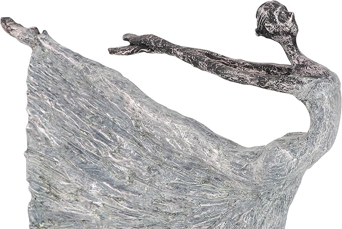 Deco 79 Polystone Dancer Decorative Sculpture Home Decor Statue, Accent Figurine 12" x 3" x 16", Gray-Ruum Studio Home