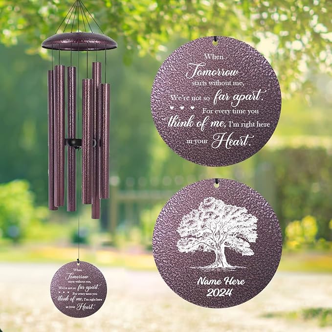 ASTARIN 36" Large Deep Tone Personalized Sympathy Wind Chimes, Memorial Wind Chime for Loss of Mother Father Loved One, Tree of Life Bereavement Gifts Decor Outdoor Patio Garden-Ruum Studio Home