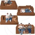 Folding Bean Bag Chair for Adults,3-in-1 Bean Bag Couch Faux Fur Floor Sofa Large Beanbag Convertible Bean Bag Sofa Bed with Pillow in Bedroom,Living Room,Apartment(Queen,Caramel)-Ruum Studio Home