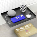 BedShelfie Bedside Shelf for Dorm Room Bunk Bed & Top Bunk, College Dorm Room Essentials, Bedside Caddy, Clip on Floating Desk Tray, Bed Side Table Storage, Loft Nightstand Decor - Cable Catch, Black-Ruum Studio Home