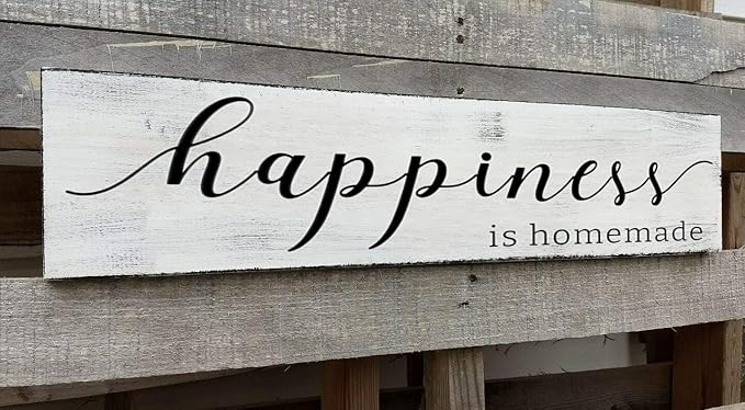 Happiness is Homemade Sign, Farmhouse Kitchen Sign,Rustic Wooden Kitchen Wall Decor for Dining Room (Happiness) 6x18 Inch-Ruum Studio Home