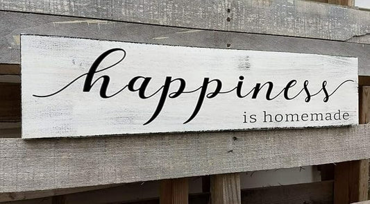 Happiness is Homemade Sign, Farmhouse Kitchen Sign,Rustic Wooden Kitchen Wall Decor for Dining Room (Happiness) 6x16 Inch-Ruum Studio Home