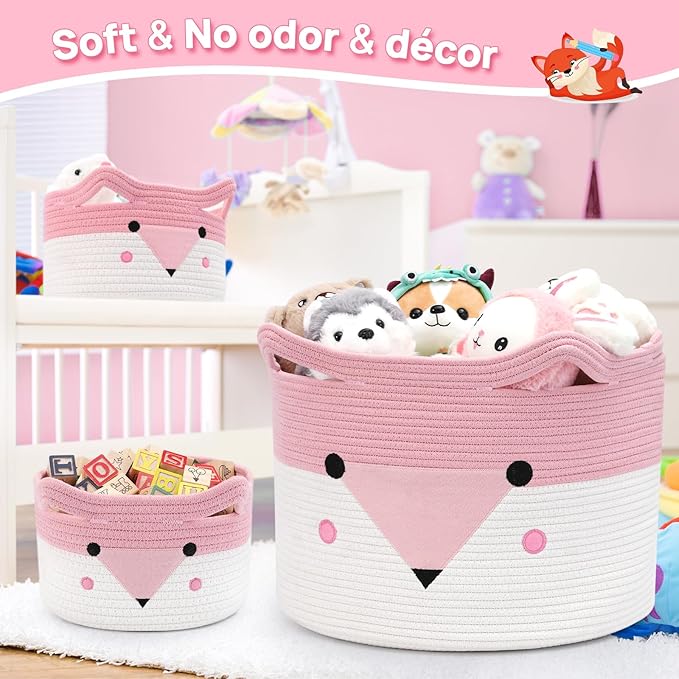 Large Baby Basket Toy Storage 3 Pack, (20"x13.8") Woven Baby Laundry Basket, Stuffed Animal Storage.-Ruum Studio Home
