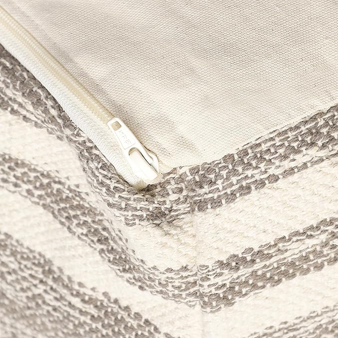 REDEARTH · Tufted Pouf Ottoman with Filler Textured Storage Cube Bean Bag Pouffe Footrest for Living Room, Bedroom, Nursery, Kidsroom; 100% Cotton (17.5"X17.5"X17.5", Melange Delight Taupe)-Ruum Studio Home