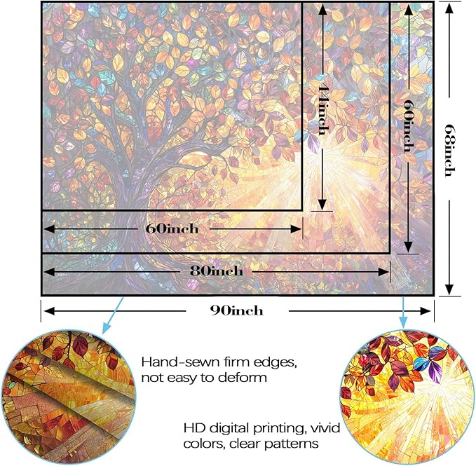 Lunerfex Tree of Life Tapestry Stained Glass Tapestry Wall Decor Tapestries for Bedroom Art Tapestries Wall Hanging for Bedroom Living Room Glass-Tree-03 70"x90"-Ruum Studio Home