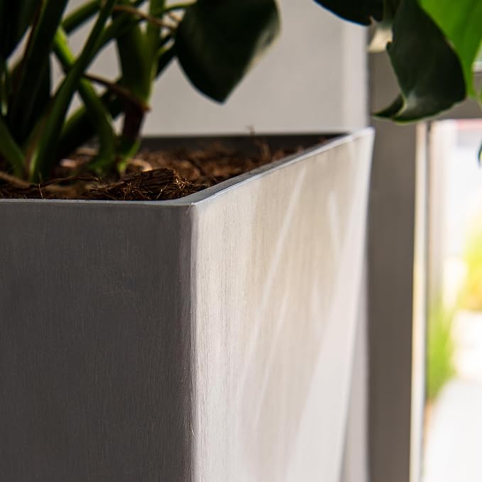 XBrand Modern 30-Inch Tall Square Planter, Tapered, Perfect for Indoor & Outdoor, Patio Decor, Set of 2, Gray-Ruum Studio Home