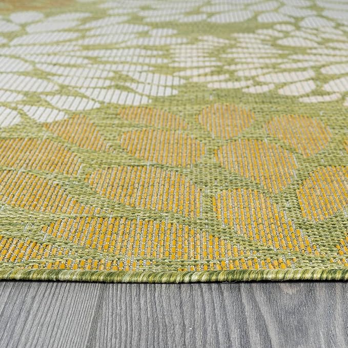 Beverly Rug Outdoor Rug 8x10 Modern Exotic Tropical Leaf Area Rugs for Indoor and Outdoor Patio Deck Porch Garden Water Resistant Washable Outside Carpet (8 x 10 Green)-Ruum Studio Home