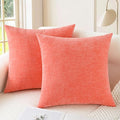 CaliTime Throw Pillow Covers Decorative 24 X 24 Inches Pack of 2 Cozy Chenille Cushion Cases for Couch Sofa Bed Living Room Home Living Coral-Ruum Studio Home