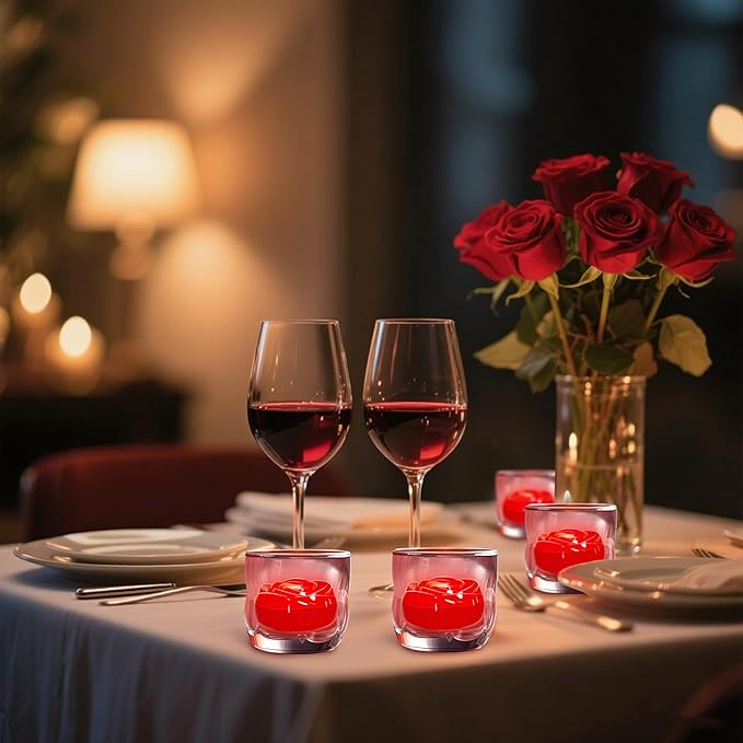 Aignis 12pcs Flameless LED Floating Candles, Red Rose Plastic Tealights Battery Operated, 120+ Hours Glow Time, Cozy Light for Romantic Pool/Bathtub/Hot Bath/Wedding Centerpiece Decor(D2.83 * H1.42)-Ruum Studio Home