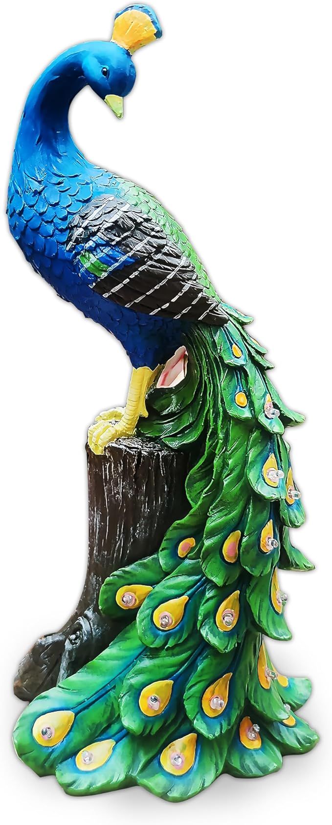 Solar Garden Decor Peacock Statues with Succulent LED Lights,Peacock Figurine Lights Outdoor Decorations for Yard Lawn Patio Balcony Whimsical Art Outside,Gifts for Mom Grandma Women-Ruum Studio Home