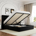 Allewie Full Size Velvet Lift Up Storage Bed, Modern Wingback Headboard, Hydraulic Support, No Box Spring Needed, Black-Ruum Studio Home