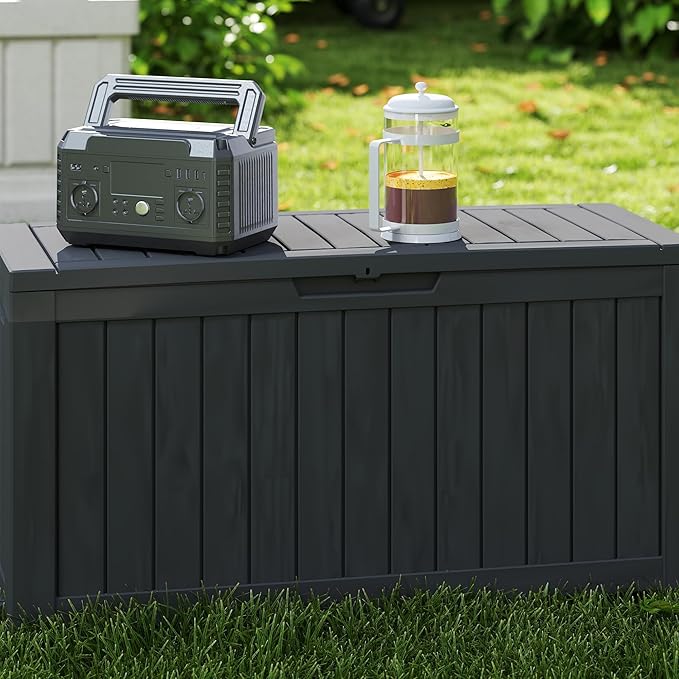 80 Gallon Outdoor Storage Box with Wheels, Waterproof Lockable Resin Deck Box Patio Storage Bin for Pool Accessories Cushion Furniture, Garden Tools, UV-Resistant Outside Delivery Black-Ruum Studio Home