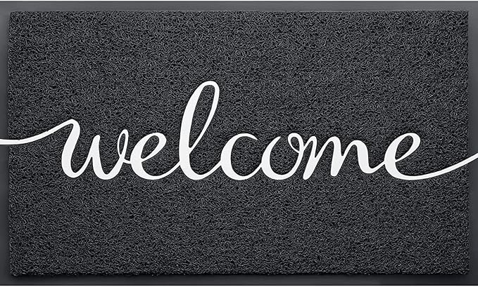 Door mat, Outdoor Indoor Welcome mat, Durable Non-Slip Easy to Clean Front Doormat, Entrance Rectangular Doormat, for high Traffic Areas (30" x 17.5", Black)-Ruum Studio Home