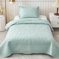 MarCielo 3-Piece 100% Cotton Oversized Bedspread Lightweight Quilt Coverlet Embroidery Farmhouse Bedding Set T0 (Aruba Blue, Twin (68"x86"))-Ruum Studio Home