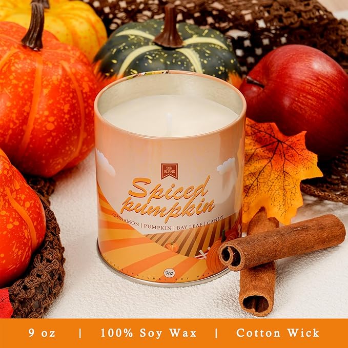 4 Pack Scented Fall Candles Set, 36oz Aromatherapy Soy Wax Candles for Home Scented, Halloween House Warming Gifts Birthday Candle for Women Halloween Apple Pie/Autumn Wreath/Cinnamon/Pumpkin Candle-Ruum Studio Home