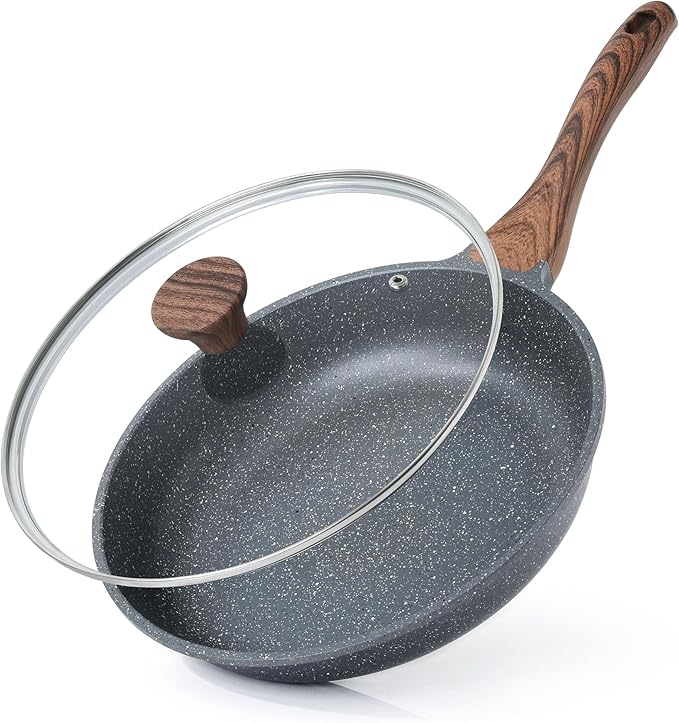SENSARTE Nonstick Frying Pan Skillet with Lid, Omelet Pan with Cover, Healthy Egg Pan Chef's Pan, Kitchen Cooking Pan, PFOA Free (8inch + Glass Lid)-Ruum Studio Home