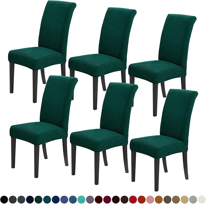 Joccun Chair Covers for Dining Room Set of 6, Dining Chair Slipcovers Stretch Dining Room Chair Covers Seat Protector,Washable Parsons Chair Cover for Home,Hotel,Banquet(Hunter,6 Pack)-Ruum Studio Home