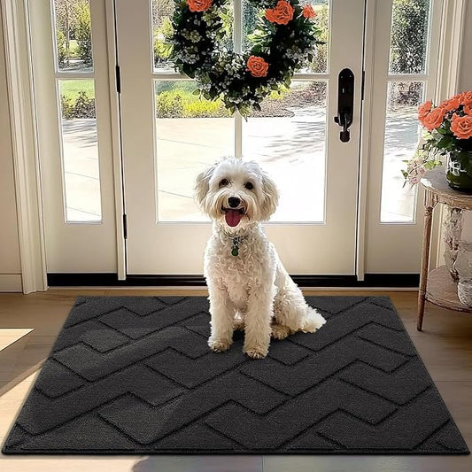 hicorfe Front Door Mat Outside Entrance,32"x40" Absorbent Muddy Dirt Resist Welcome Door Mats Outdoor Indoor,Stain and Fade Resistant,Non Slip Backing Entry Mat Doormat for Entryway(Charcoal)-Ruum Studio Home