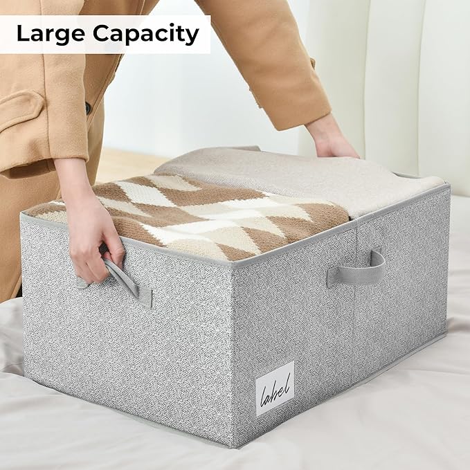GRANNY SAYS Large Storage Bins with Lids, Decorative Storage Box for Shelves, Fabric Storage Bins Foldable, Storage Basket for Clothes, Keepsake Box, Jumbo, Gray, 2-Pack-Ruum Studio Home