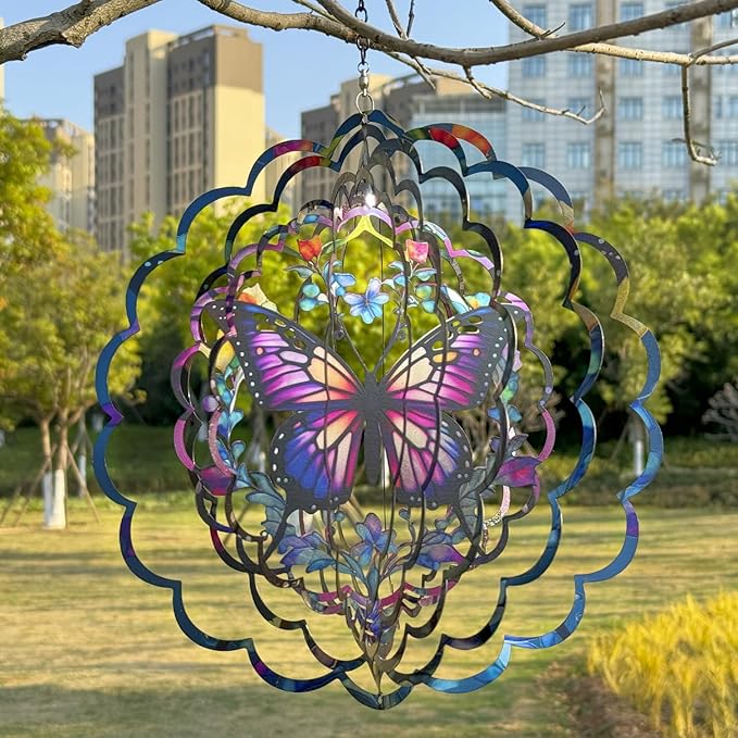 Wind Spinners Outdoor Butterfly Decorations - Birthday Gifts for Women Mom Grandma, Butterflies Hanging Wind Spinner 12 inch 3D Wind Sculptures for Garden Decor for Outside, Patio, Yard, Outdoor-Ruum Studio Home