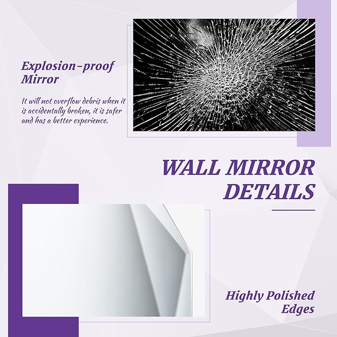 Bathroom Mirror for Wall, 24" x 36" Arched Mirror, Bathroom Vanity Mirror, Beveled Edge Frameless Wall Mount Vanity Mirrors, Wall Mirrors Decorative, Irregular Beveled Edge Mirror-Ruum Studio Home