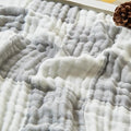 EMME Checkered Cotton Blanket Twin Large 60"x80" 100% Muslin for Couch Breathable Cooling Gauze All Season Soft and Lightweight Pre-Washed (Light Grey)-Ruum Studio Home