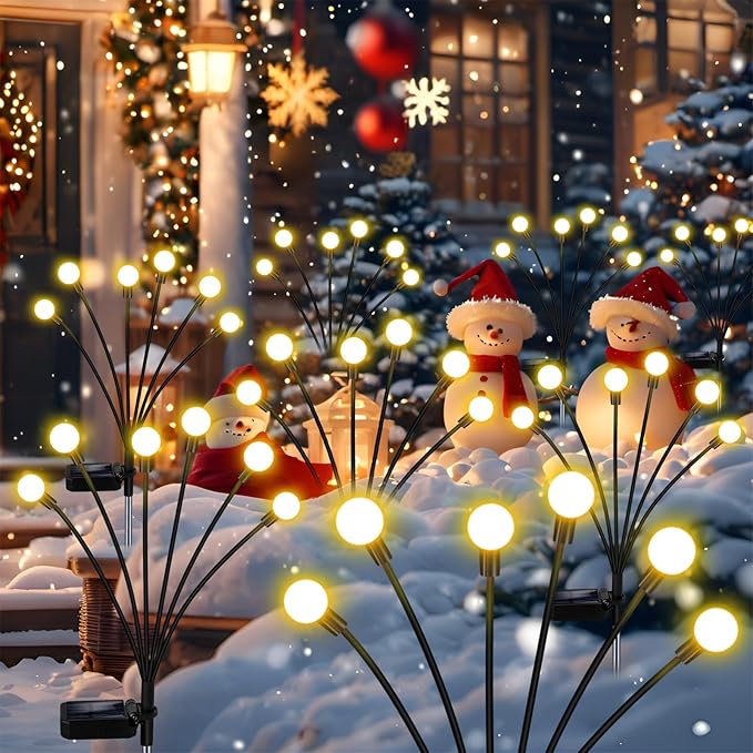 Solar Garden Lights Outdoor, 4 Pack Firefly Swaying Lights, Waterproof Garden Decor for Yard Patio Pathway Lawn, Gardening Gifts for Women Christmas Decoration-Ruum Studio Home