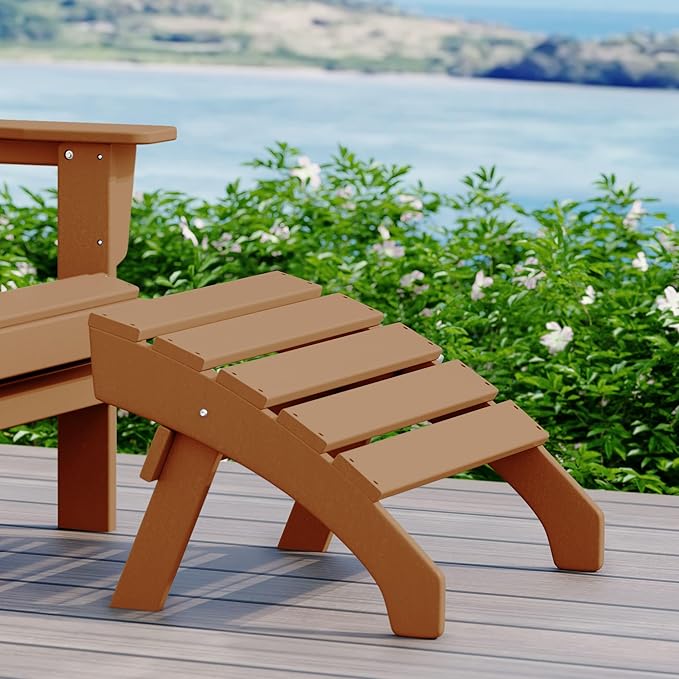 WestinTrends Dylan Outdoor Patio HDPE Adirondack Ottoman Footrest, Teak-Ruum Studio Home