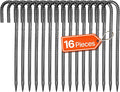 VEVOR Rebar Stakes, 12-Inch, Heavy-Duty 0.4 in Diameter J Hook, Galvanized Steel Ground Anchors with Chisel Point End & Rust-Resistant Coating, for Gardening Support, Fence, Camping Tents (16-Pack)-Ruum Studio Home