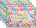 Happy Birthday Placemats Set of 4 Colorful Balloons Confetti Cake Linen Table Mats 12x18 Inch Birthday Party Place Mats for Kitchen Dining Outdoor Indoor Decorations-Ruum Studio Home