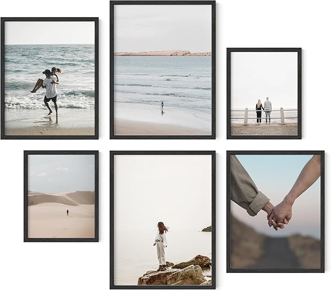 HAUS AND HUES Black Frames for Gallery Wall - Set of 6 Picture Collage Frames for Wall, picture Frame Sets for Wall Collage, Gallery Wall Frame Set (Two 8x10, Two 11x14, Two 12x16 Framed Black)-Ruum Studio Home