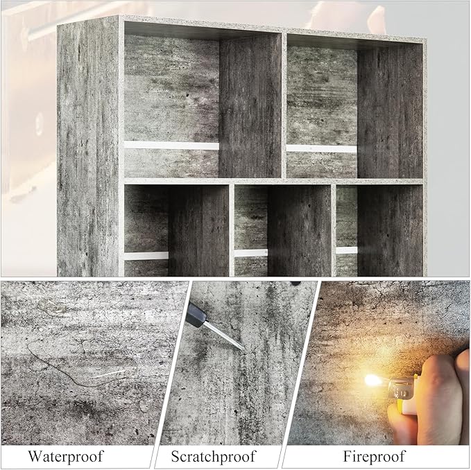 LEYAOYAO Bookshelf Cube Storage Organizer,3 Tier Bookcase with Legs,Modern Wood Open Shelf,Dirty Grey Bookshelves,Free Standing Display Short Book Shelves for Narrow Space,Bedroom,Living Room,Office-Ruum Studio Home
