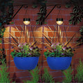 2 Packs Hanging Planters Basket for Outdoor Plants, Solar Powered Self Watering Blue Round Plastic Flower Pots with Drainer for Balcony Patio Garden Outdoor Decoration-Ruum Studio Home