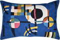 Lumbar Kandinsky Blue Modern Pillow Cover - Counterweights Mid-Century Chair Cushions Blues Abstract Pillowcase Contemporary Sofa Pillowsham Handembroidered Wool Size 14x20-Ruum Studio Home